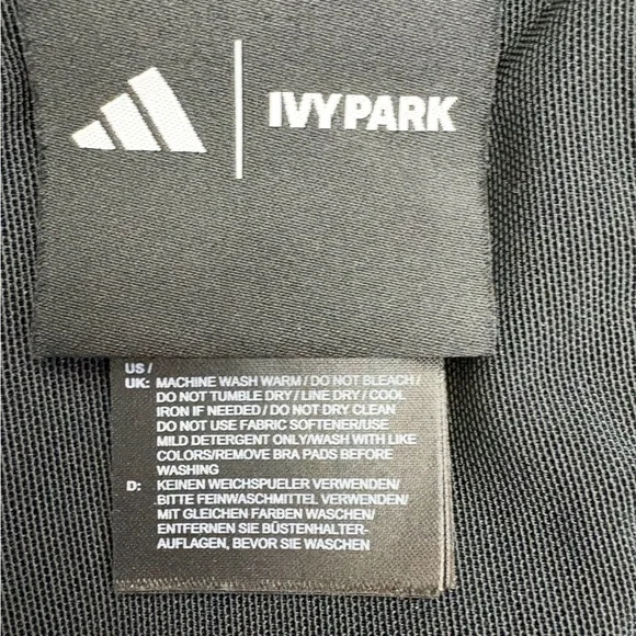 Adidas x Ivy Park Noir Shiny Racerback Bra Size Medium Removable Pads Athleisure - Picture 7 of 14